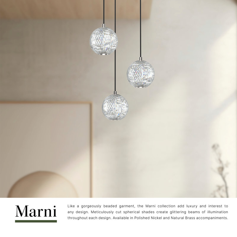 Marni 3 - Light LED Pendant, Polished Nickel