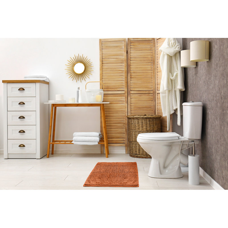 Heloise Non-Slip Bath Rug, 40cm W x 60cm L, Burnt Orange