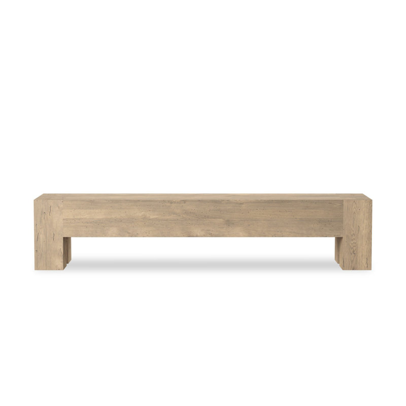 Jesup Solid Wood Bench, Whitewash Rustic Wormwood Oak