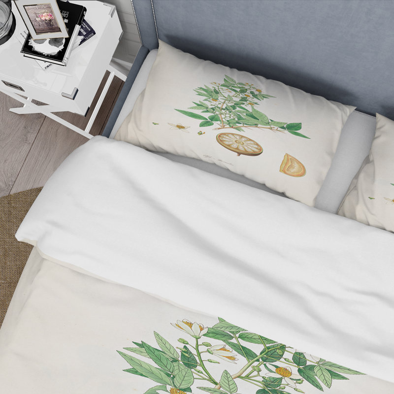 Vintage Plant Life X - Ensemble de housse de couette Farmhouse - Microfibre de polyester