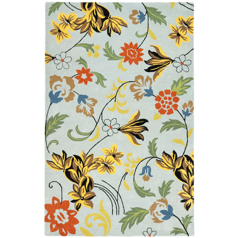 Tapis floral en laine et viscose touffeté à la main Soho, Rectangle 8 pi 3 po x 11 pi
