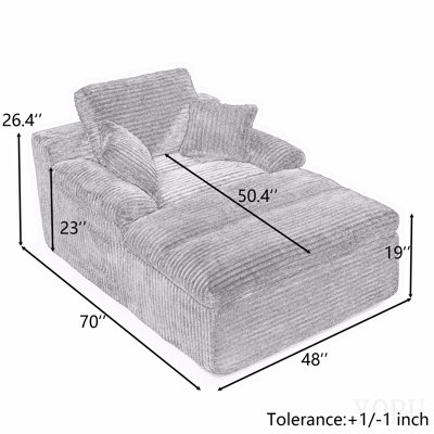 Chaise longue intérieure, canapé surdimensionné sans structure, sans assemblage, larges accoudoirs, coussin double couche, fauteuil de lecture nuage pour salon, chambre ou appartement, vert velours côtelé