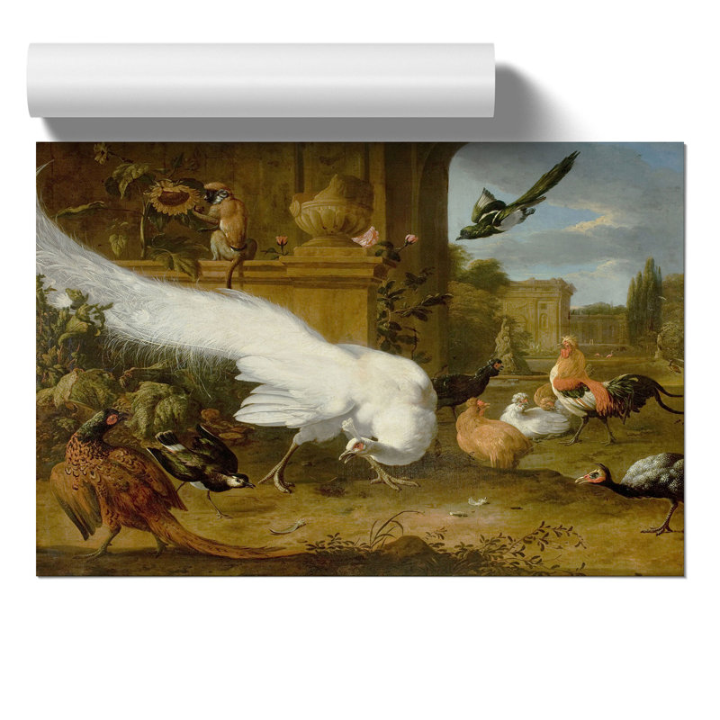 Fowls and a White Peacock by Melchior dHondecoeter - Frameless Print, 42cm H x 59cm W x 0.1cm D