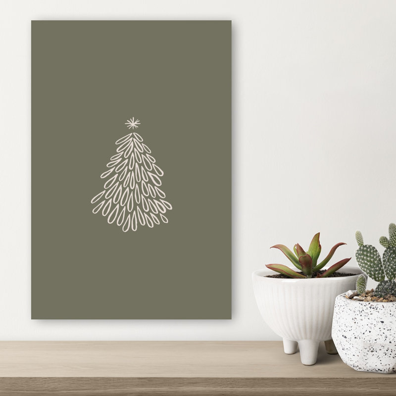 Simple Christmas Tree Minimalist Modern Abstract Christmas Tree Pine Nature Winter Wall Art Print by Karen Menzenbach - Wrapped Canvas Print