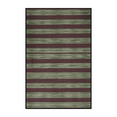 Machine Washable Horizontal Stripes Black Area Rug