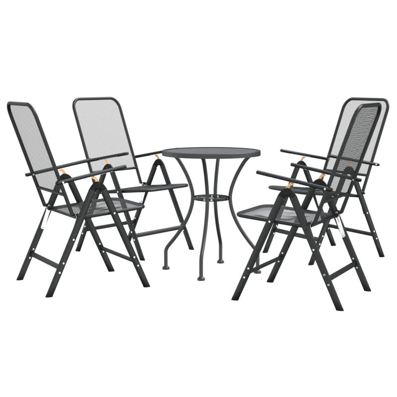 Ensemble de salle à manger d'extérieur pliable gris anthracite