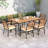 Outdoor Dining Table With Acacia Wood Tabletop & Metal Legs Umbrella Hole-1282317753