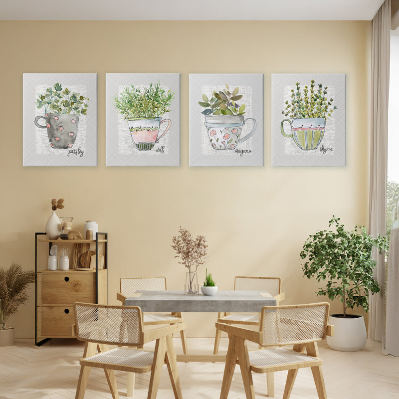 Ensemble d'herbes de cuisine en toile 4 pièces, par Livi Finn, H 20 po x l 16 po