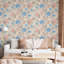 Rouleau de papier peint à motif floral pastel bleu et rosé