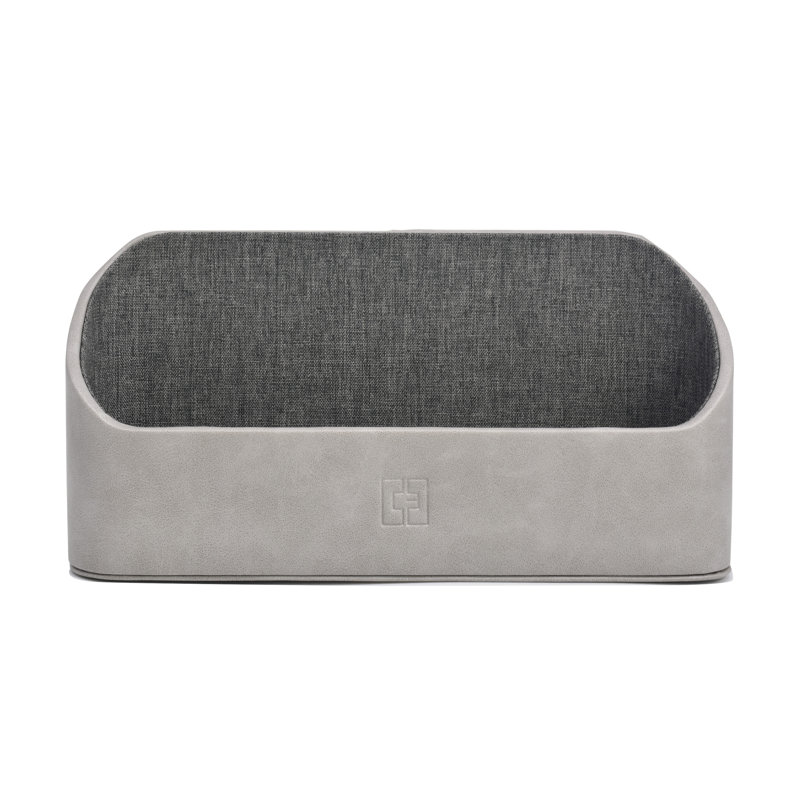 Faux Leather Desk Organiser, Grey