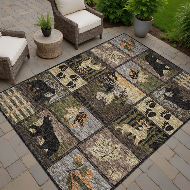 Tapis intérieur / extérieur lavable à la machine Chantille ACN2448 Lodge, Noir, 3 pi x 5 pi
