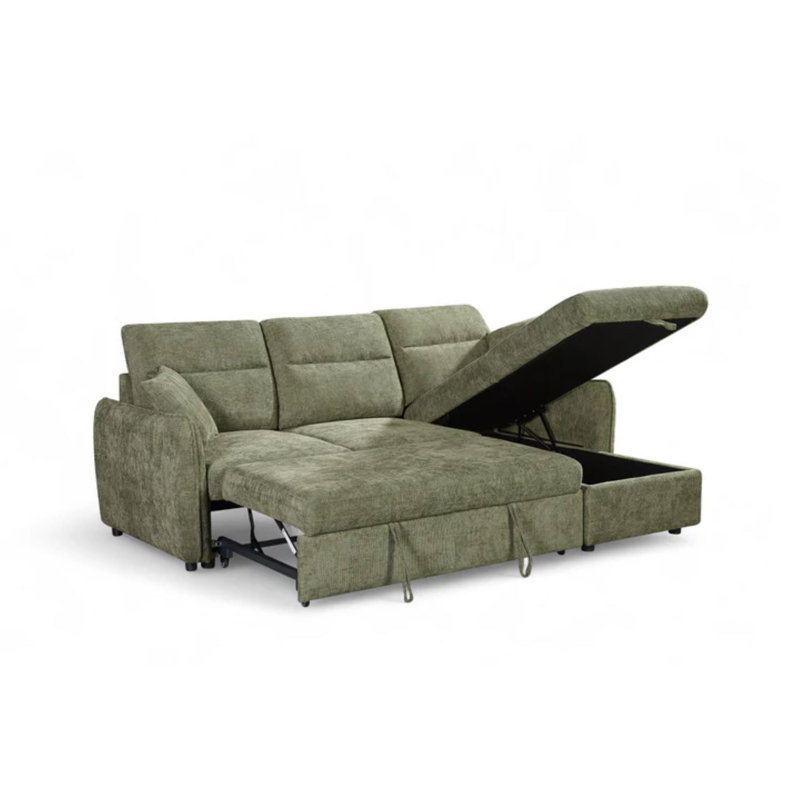 4 Seater Sofa Bed, Right Hand Facing, Green