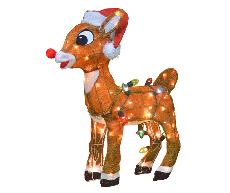 24-Inch 3D Pre-Lit Rudolph with C9 Light Strand - 80 Lights