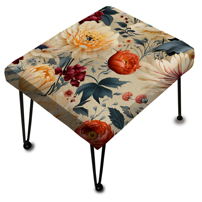 Beige And Pink Floral Eclecticism Peonies - Floral Rectangle Ottoman
