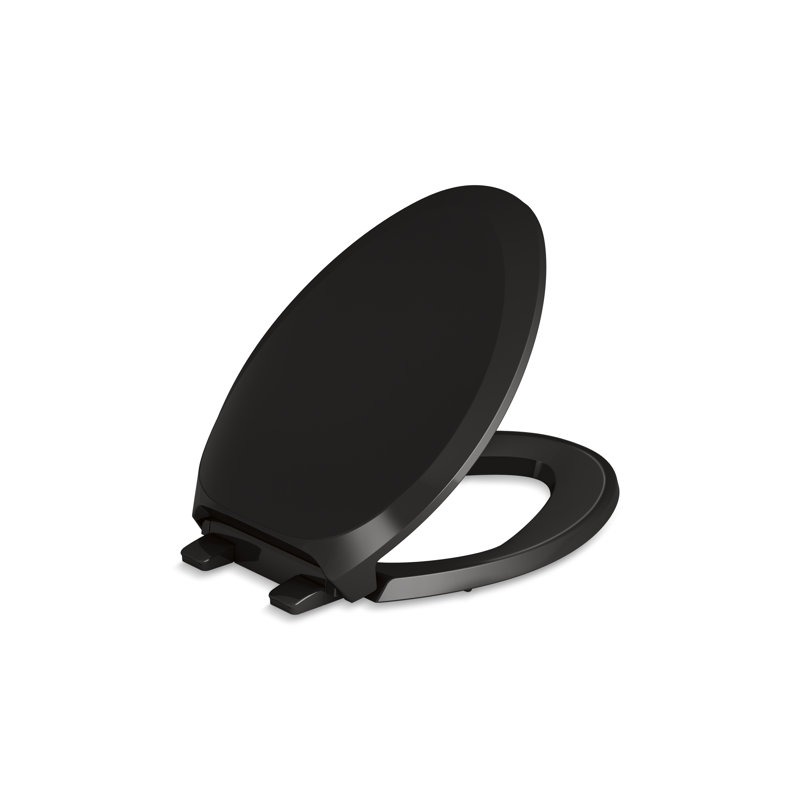 French Curve Elongated Toilet Seat, Black, Non Ready Latch