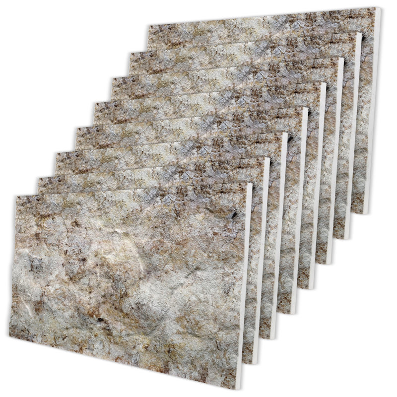 Falkirk Uffcott V 19,7 po x 39,4 po panneau de faïence 3D en polystyrène blanc (paquet de 8), Grège, brun, bleu