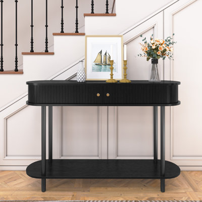 47" Console Table With Tambour Doors For Hallway, Living Room