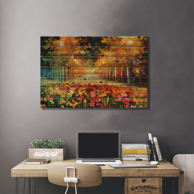 «Alley Of Roses On Wood» par Leonid Afremov, impression