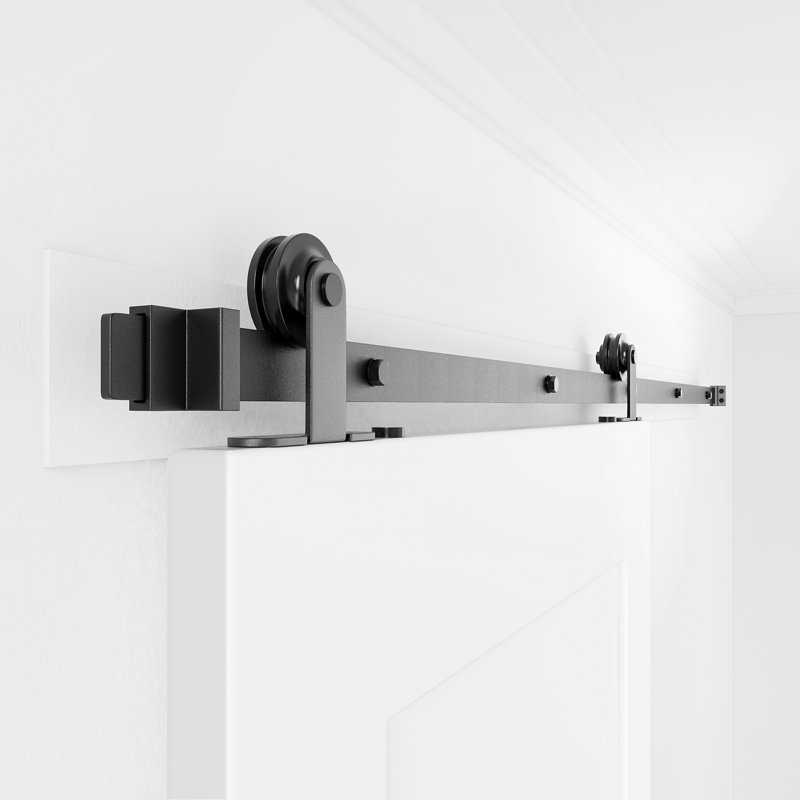 79-in Matte Black Top Mount Single Barn Door Hardware Kit
