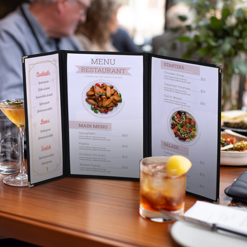 Paquet de 30 couvercles de menu de restaurant WeChef 8,5 x 11 po 2 pages 4 et demi-page de vin 4,25 x 11 po