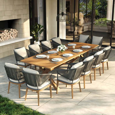 12 - Person Rectangular Outdoor Dining Set With Cushions