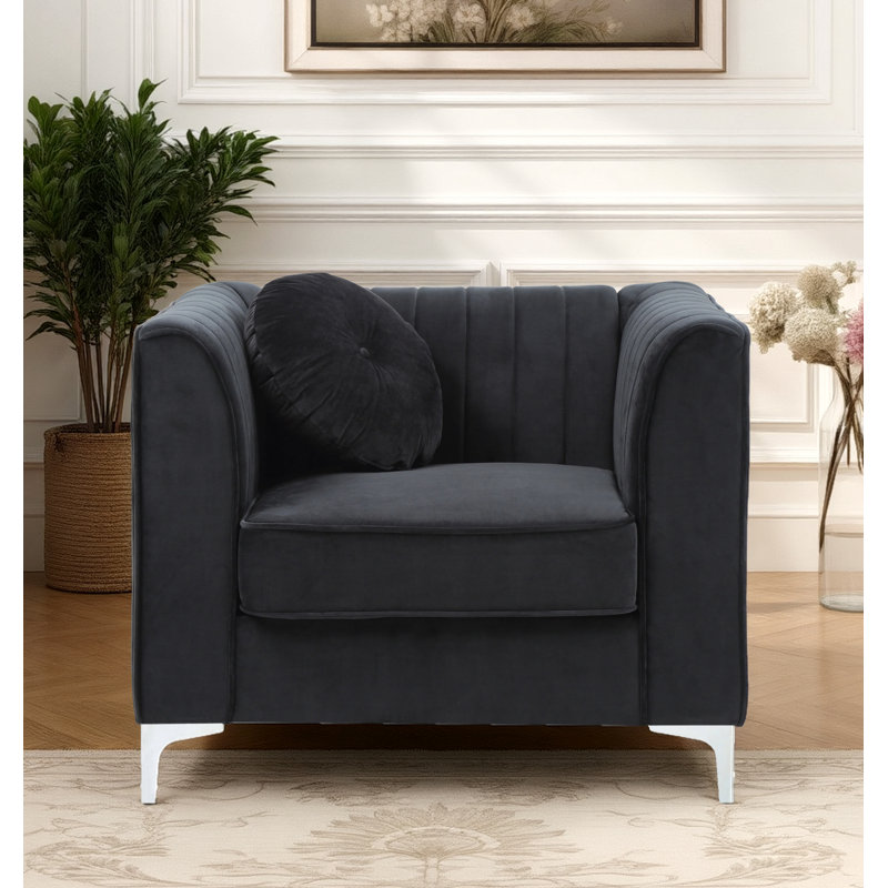 Chaise en velours de suède Tetouan, Noir, 1