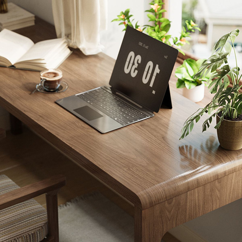 Bureau rectangulaire en bois massif brun clair, H 29,53 po x l 78,74 po x P 55,12 po, Retour à gauche