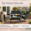 Ensemble de meubles de patio 4 pièces avec canapé, chaises et table Lavish Home (noir)