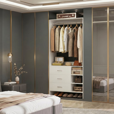 Système d'organisation l 30 po avec tiroirs en bois
