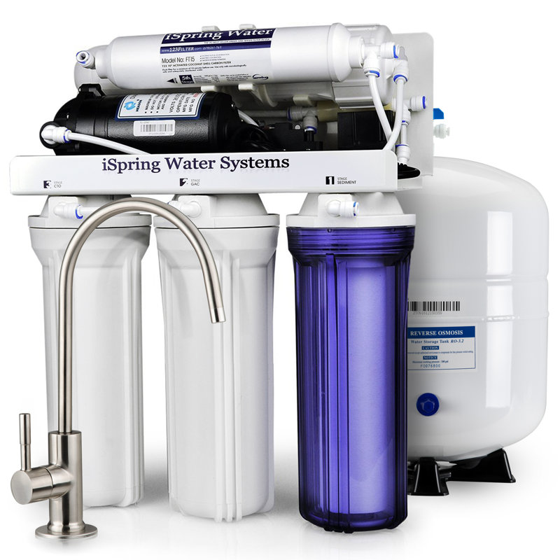 Système de filtration d'eau par osmose inversée à 5 étapes Ispring Under Sink avec pompe