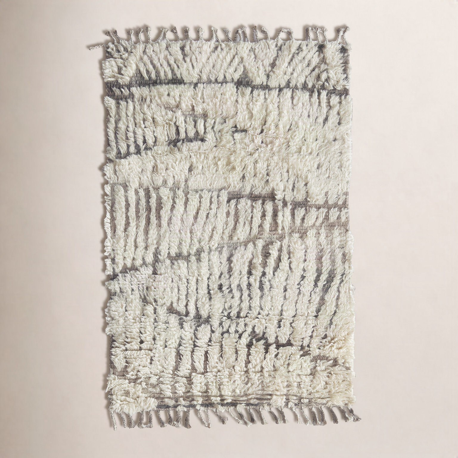 Ivory Hand-Knotted Geometric Rug, Rectangle 5' x 8'