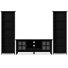 Acadian Solid Wood Transitional 60 Inch Wide Tv Stand With Two 26 Inch Wide 5 Shelf Bookcases In Black (set Of 3)