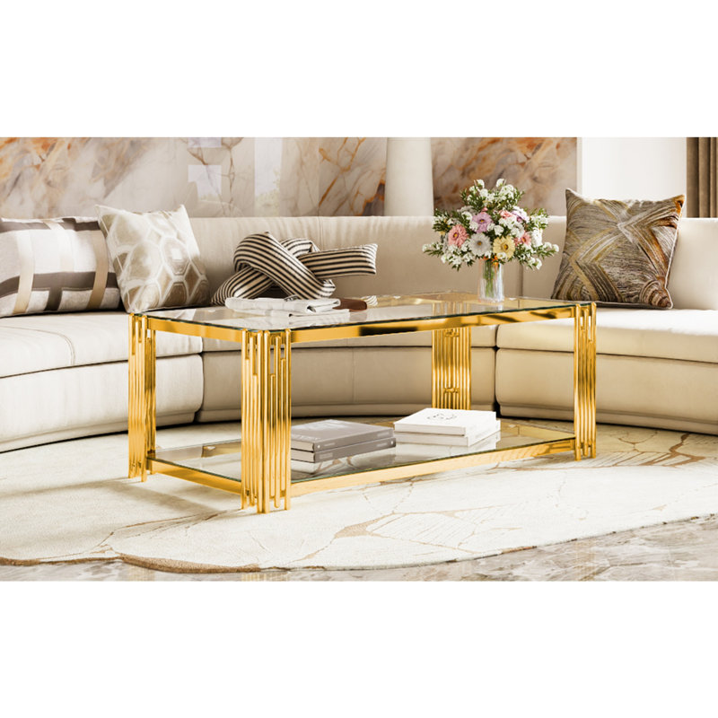 Table basse moderne en verre transparent