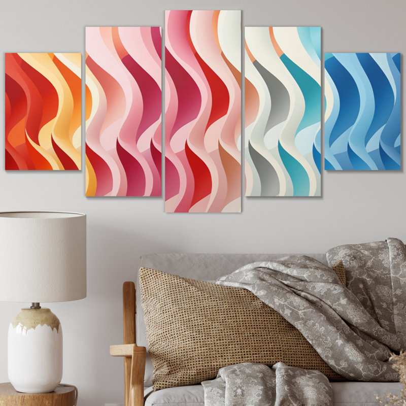 Opt Modern Line Delirum III - décoration murale moderne - 5 panneaux