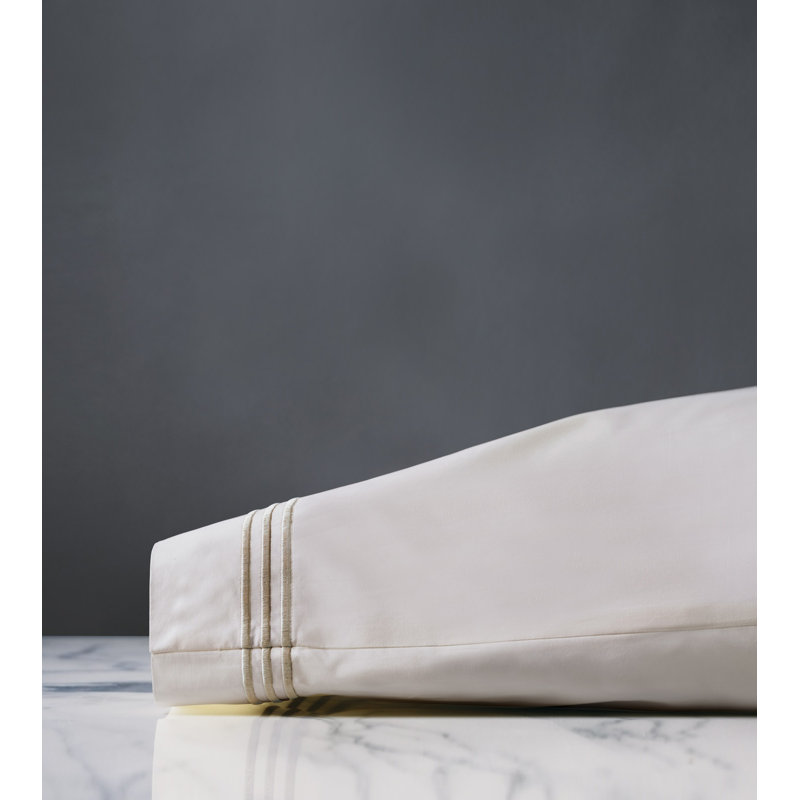 Tessa Egyptian Cotton Pillowcase, Ivory/Sable, Queen Pillowcase