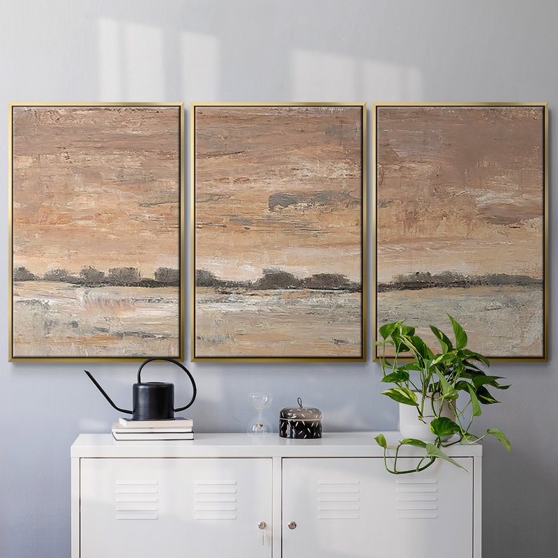 Tôt le soir, lumière I 3 pièces, Or, H 40 po x l 78 po x P 2 po