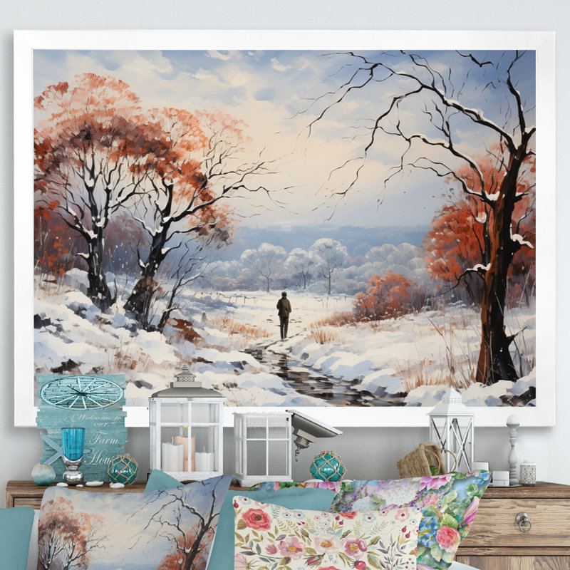 Winter Winter Solitude - Paysages, art mural, salon, H 30 po x l 40 po x P 1,5 po, Cadre simple blanc