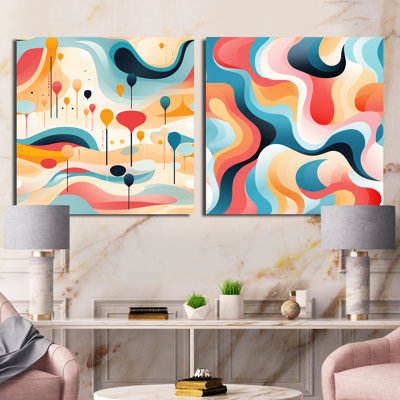 Cridhe - Ensemble de 2 collages carrés abstraits