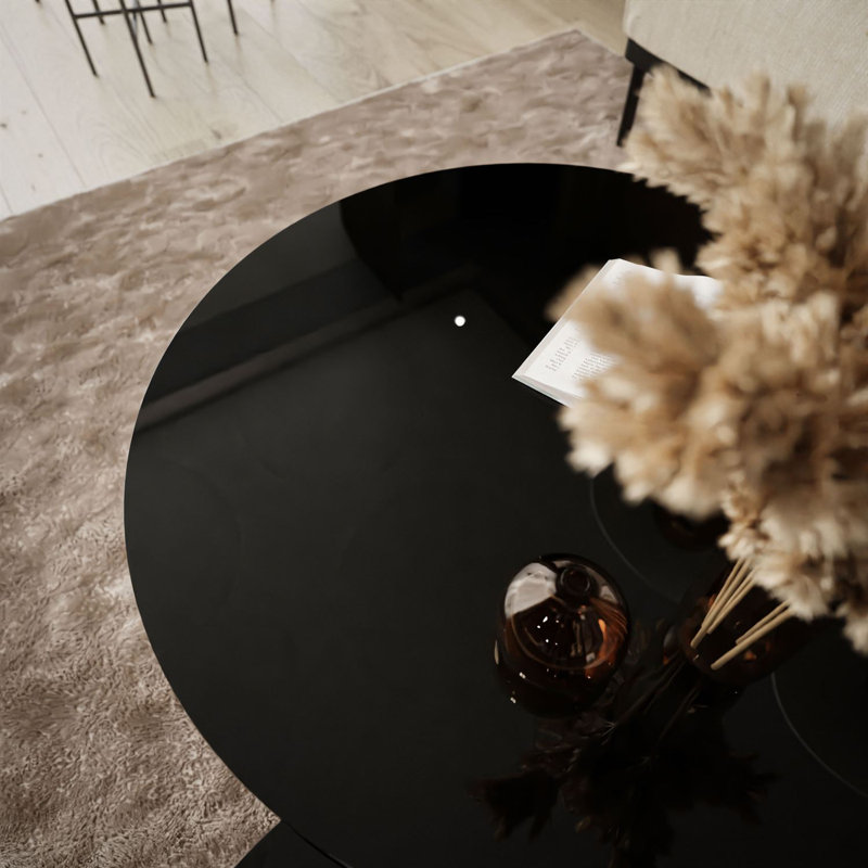 Blader Frame Coffee Table, Black, Black Glass