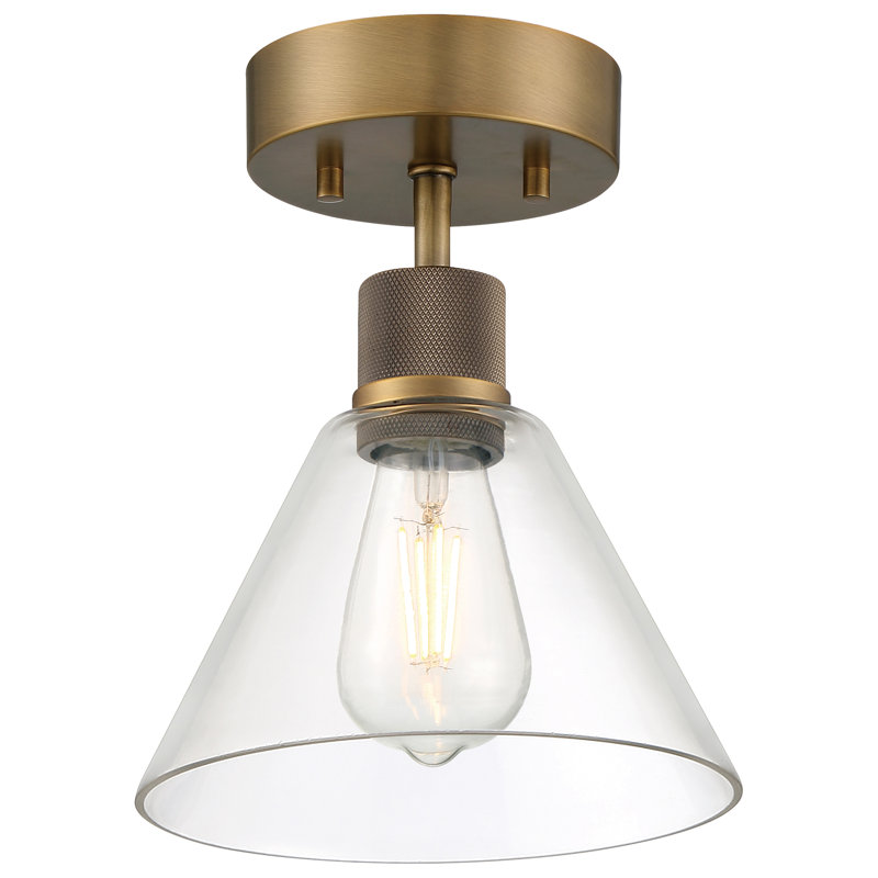 Southglenn Glass Semi Flush Mount, Antique Brushed Brass