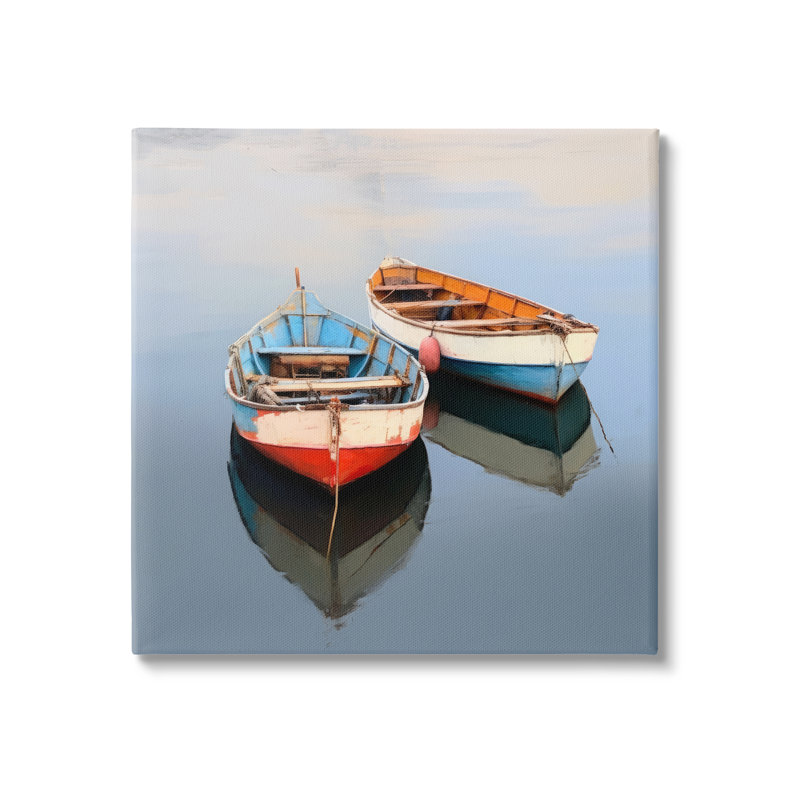 Ba-051, reproduction encadrée de deux canots sur un lac par Irena Orlov, H 24 po x l 24 po x P 1,5 po