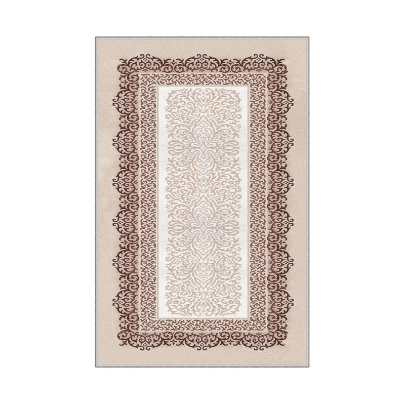 Stylish Hall Carpet (3.3 x 4.9 ft), 100% Polyester, 0.3 in Pile Height | Antibacterial, Non-Slip PVC Dot Underside | Woven Design with 3D Digital Printing | Machine Washable, Perfect for Home Décor & Comfort