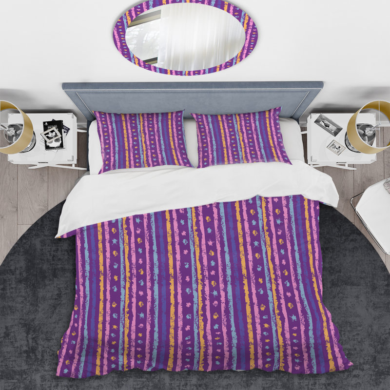 Ensemble de housse de couette en microfibre mauve / bleu 2 pièces, Housse de couette simple + 1 taie décorative stan