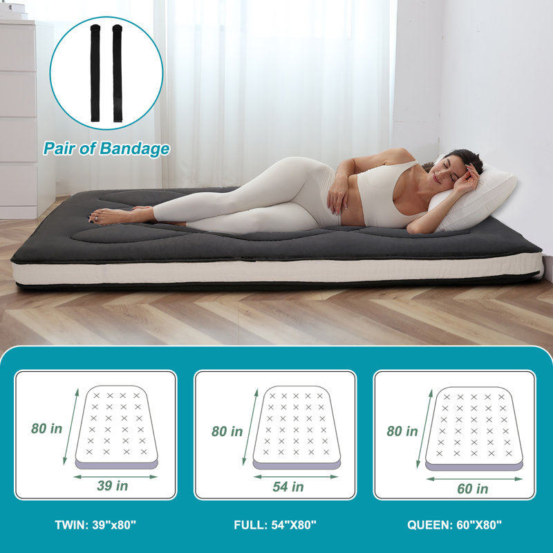 Matelas de futon japonais, Lit simple, Black