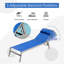 Ensemble de chaises longues de patio, chaises longues de piscine réglables à dossier en aluminium 3 pièces et fauteuil inclinable en textilène avec repose-tête (bleu, 2 chaises longues + 1 table)