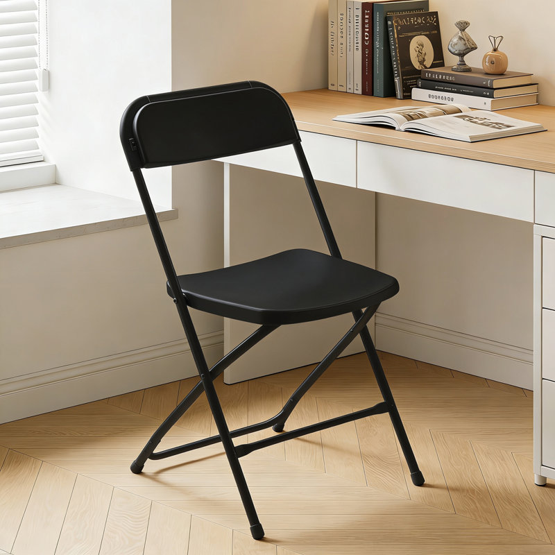 Stackable Folding Chair Folding Chair Set, Black