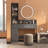 Hervey Salon Barber Station, Hair Styling Station with 2 Drawers, Storage Cabinet, 4 Shelves, Hair Dryer Holes-108787299