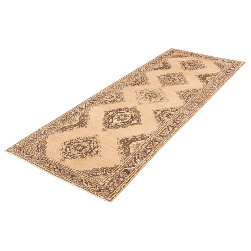 Tapis de couloir unique en laine noué à la main style années 1990 de 4 pi 8 po x 12 pi 7 po Montay