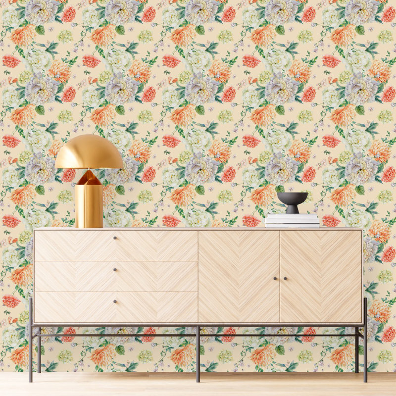 Peel & Stick Floral Tile, 2.08' W x 18.75' L