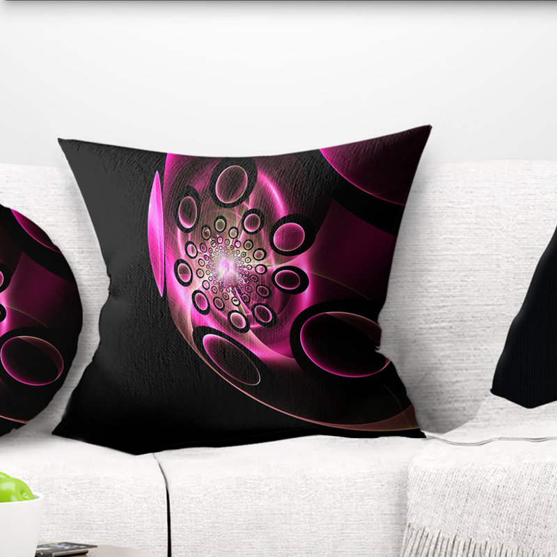 Coussin à imprimé floral mauve Fractal, 16 po x 1 po, Coussin décoratif